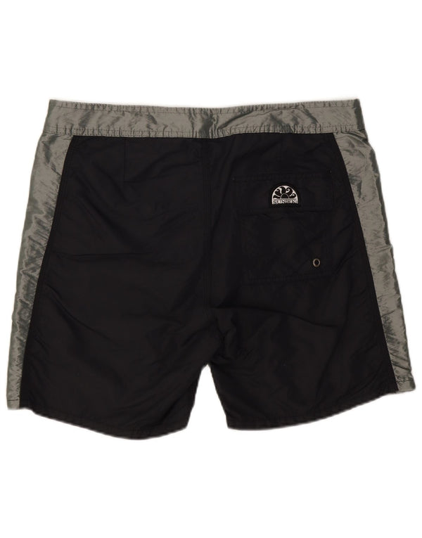 SUNDEK Mens Graphic Swimming Shorts Medium  Black Colourblock Nylon