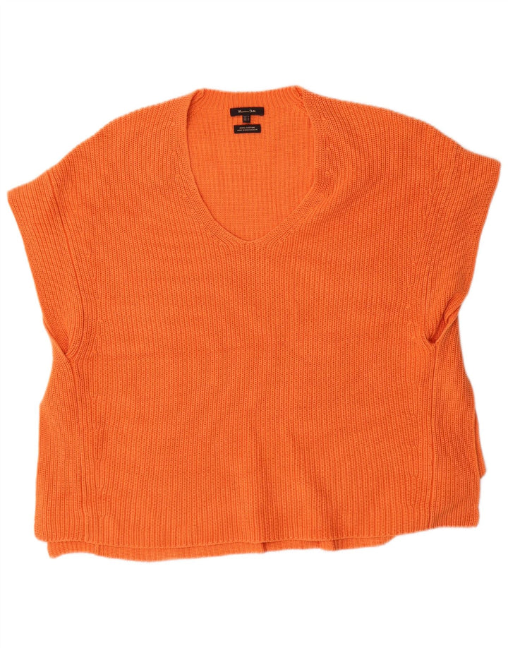 Massimo Dutti Womens Oversized Vest Tank Top UK 14 Medium Orange Cotton