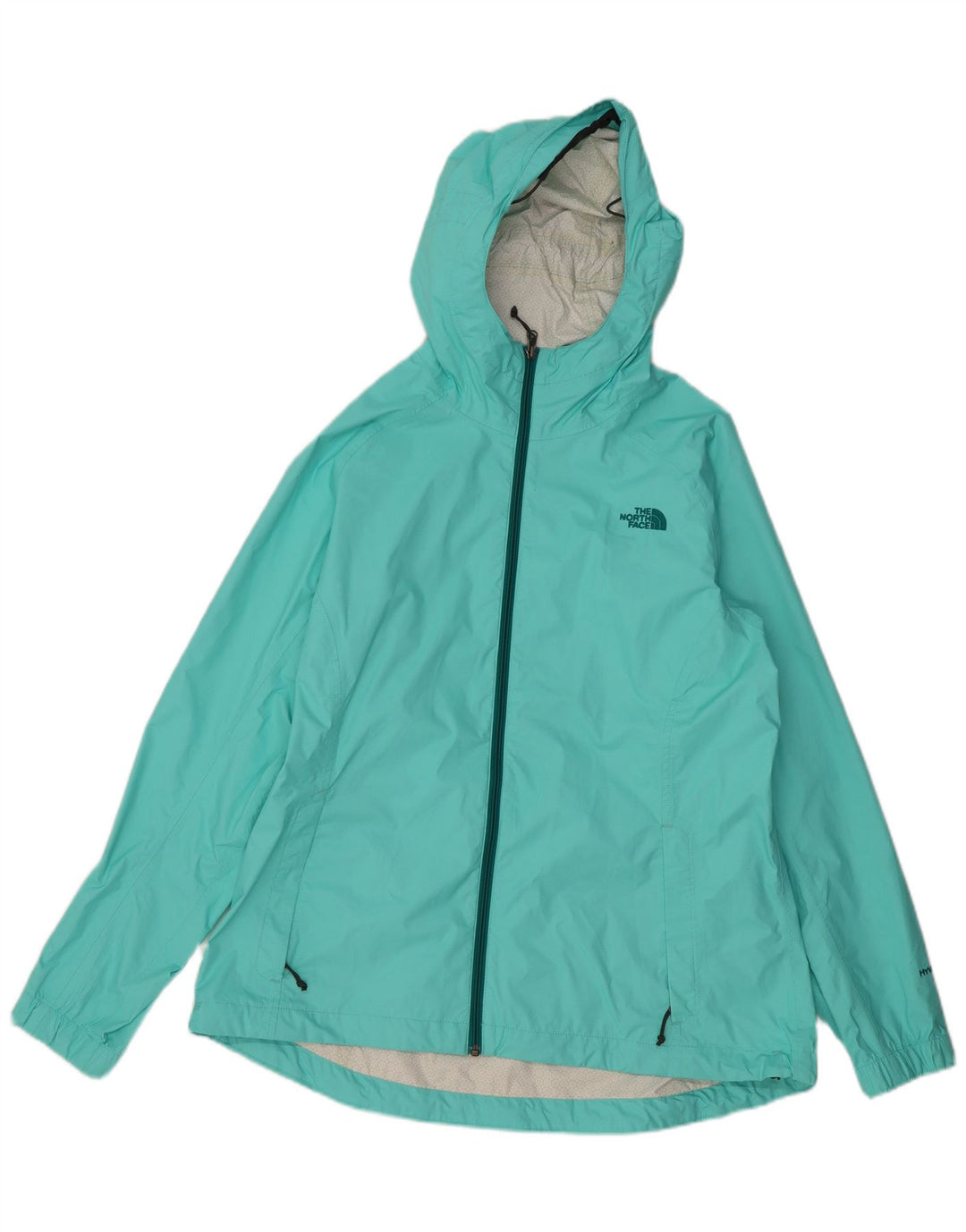 THE NORTH FACE Womens Hyvent Hooded Rain Jacket UK 18 XL Turquoise Nylon