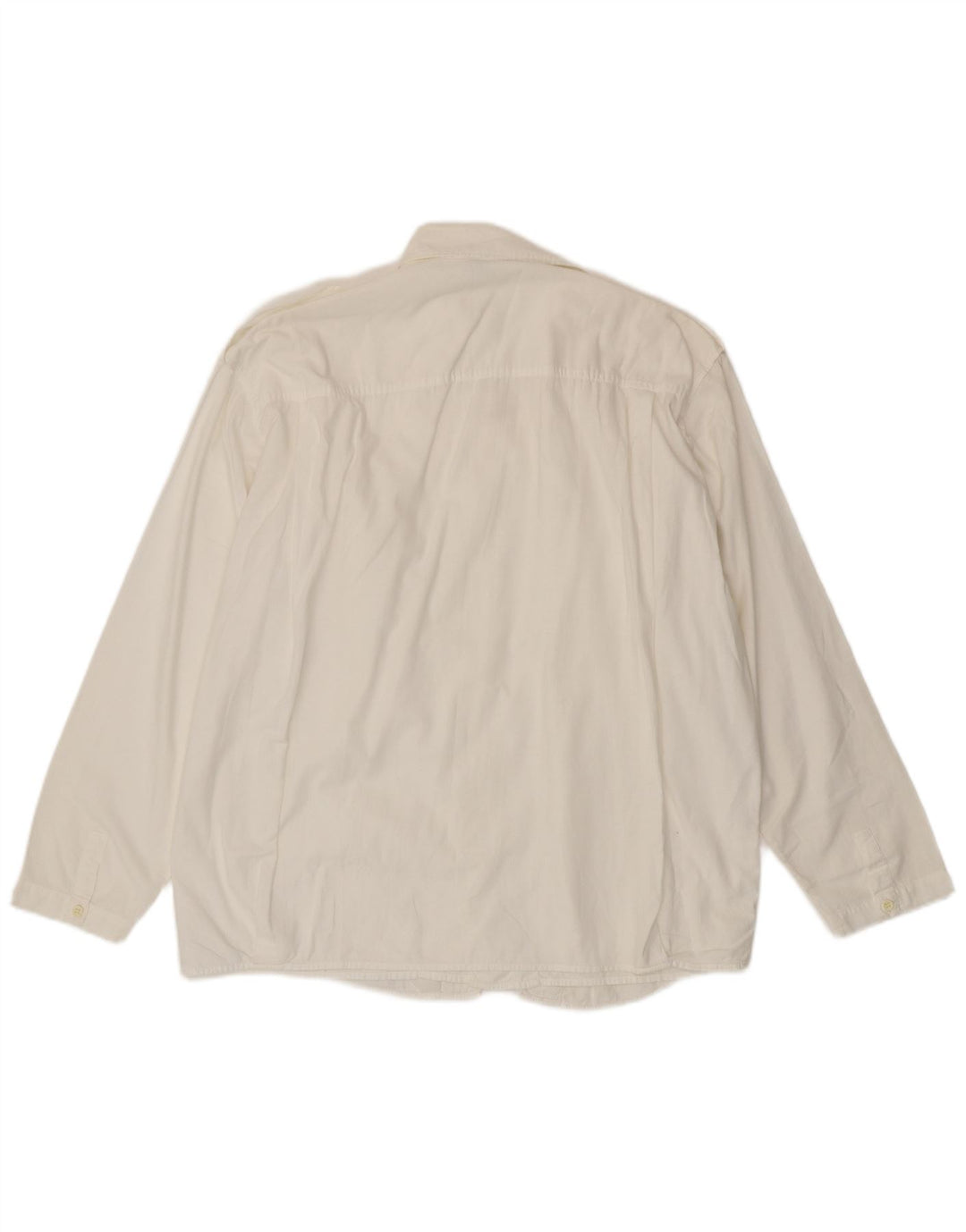 Benetton Mens Military Shirt Medium White Cotton