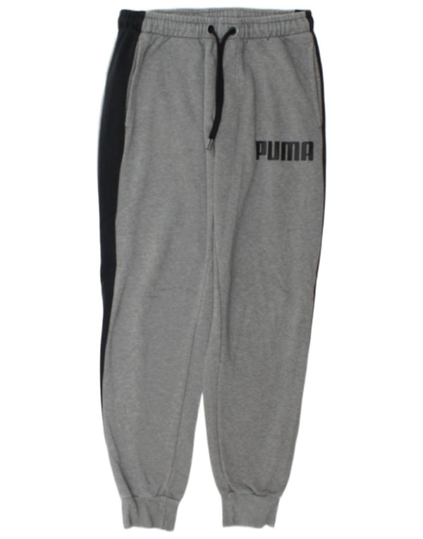 Puma Mens Graphic Tracksuit Trousers Joggers Medium Grey Colourblock