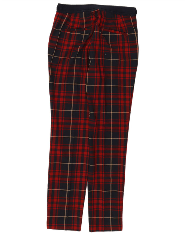 Zara Womens Slim Casual Trousers Small W26 L27 Red Plaid