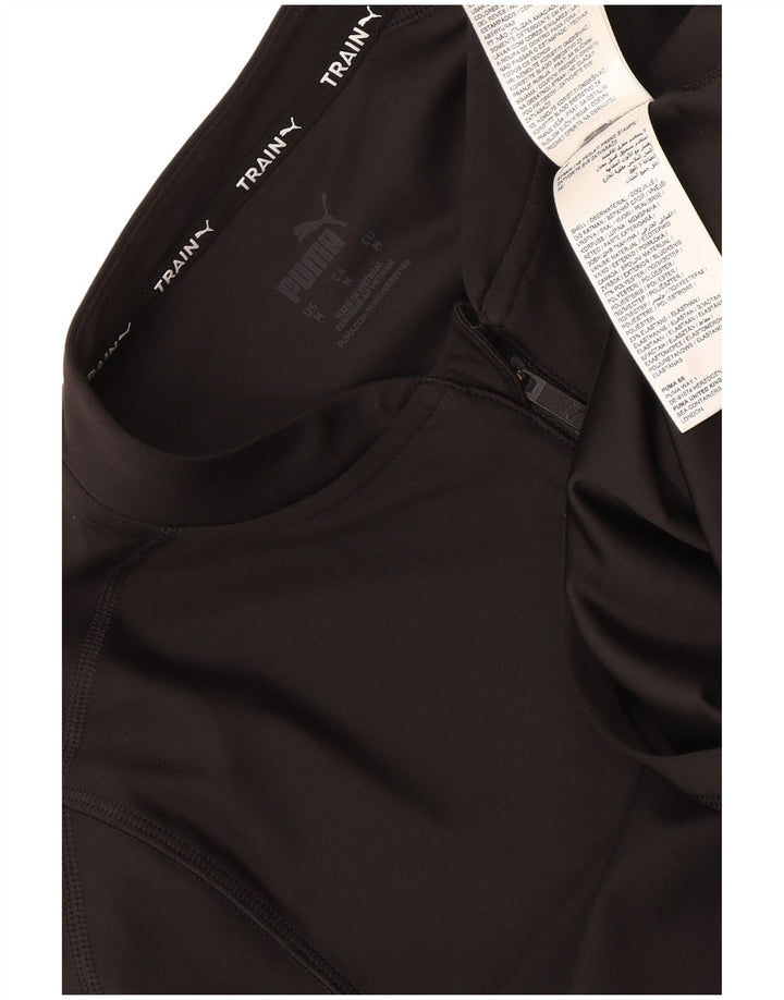 Puma Womens Crop Zip Neck Pullover Tracksuit Top UK 12 Medium Black