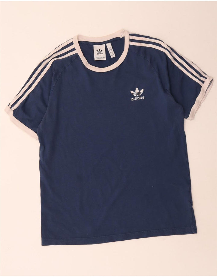Adidas Mens T-Shirt Top Medium Navy Blue Cotton