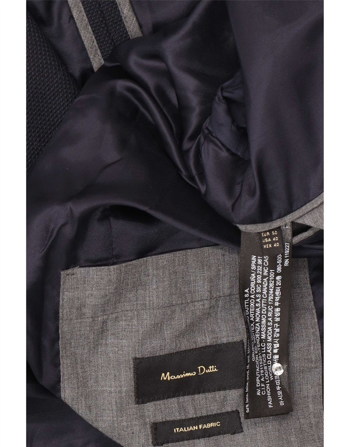 Massimo Dutti Mens 2 Button Blazer Jacket EU 50 Medium Navy Blue Wool