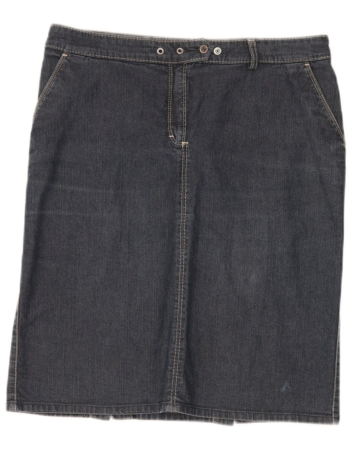TRUSSARDI Womens Denim Skirt IT 46 Large W32  Navy Blue Cotton