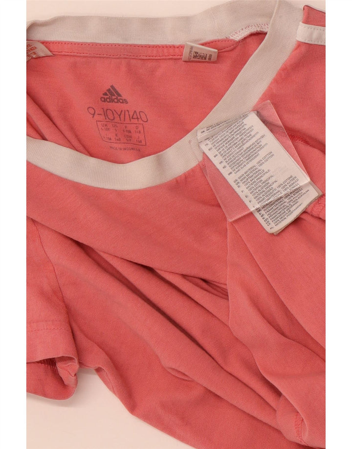 ADIDAS Girls T-Shirt Top 9-10 Years Pink Cotton