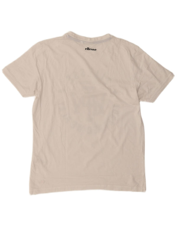 Ellesse Womens Graphic T-Shirt Top UK 14 Medium White Cotton