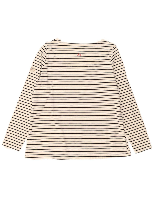 Joules Womens Top Long Sleeve UK 18 XL White Striped Cotton