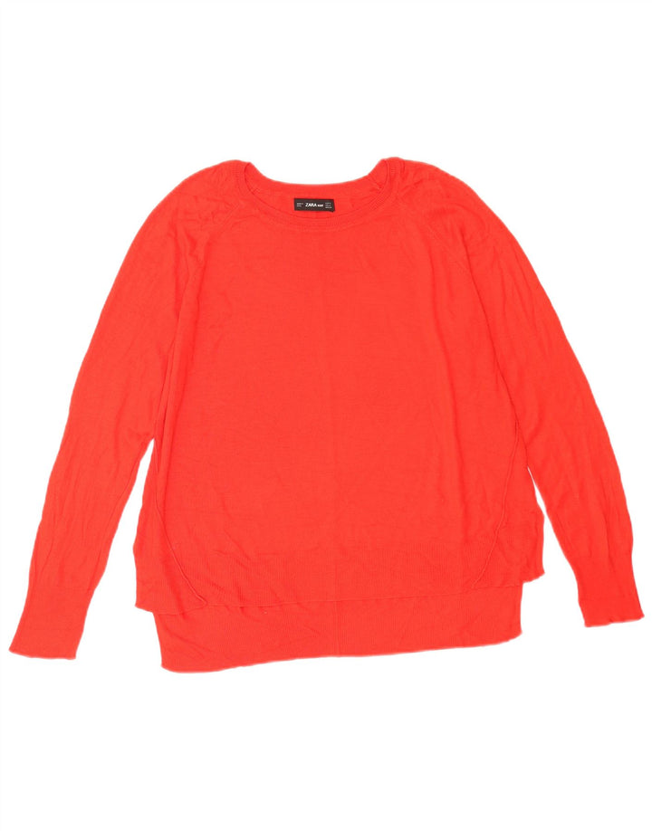 Zara Womens Boat Neck Jumper Sweater UK 14 Medium Red