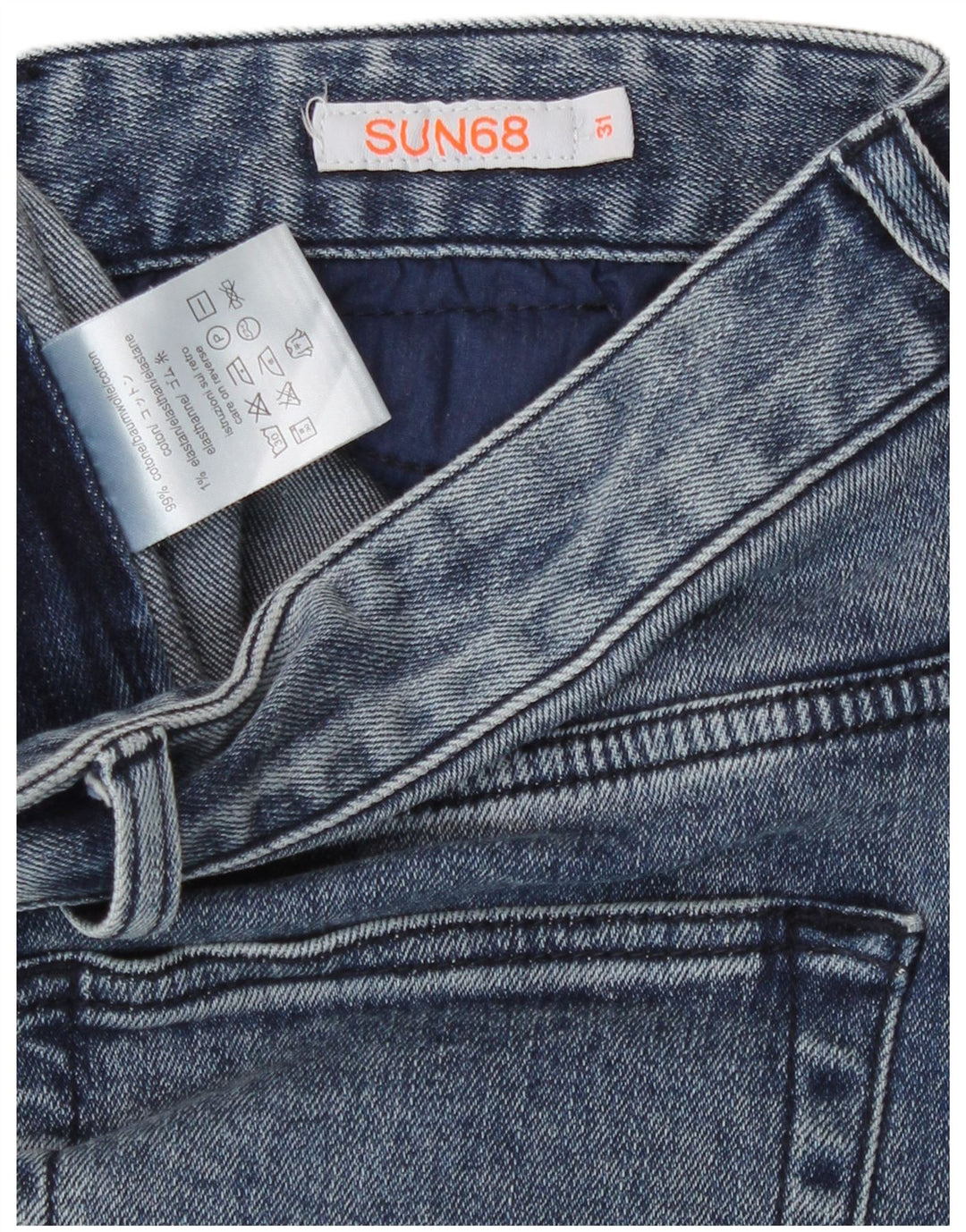 Sun68 Mens Slim Jeans W31 L30 Blue Cotton