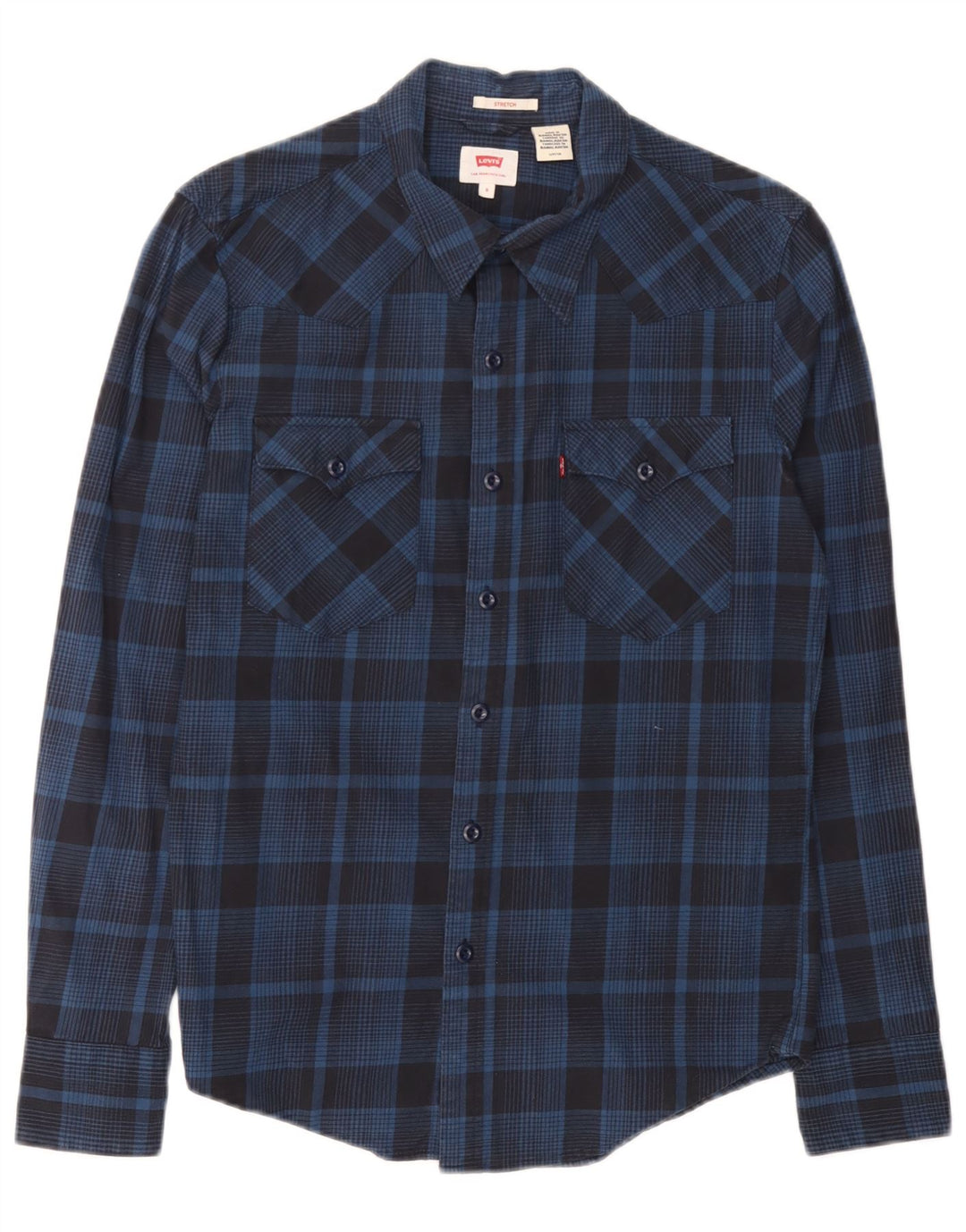 Levi's Mens Shirt Small Navy Blue Check Cotton