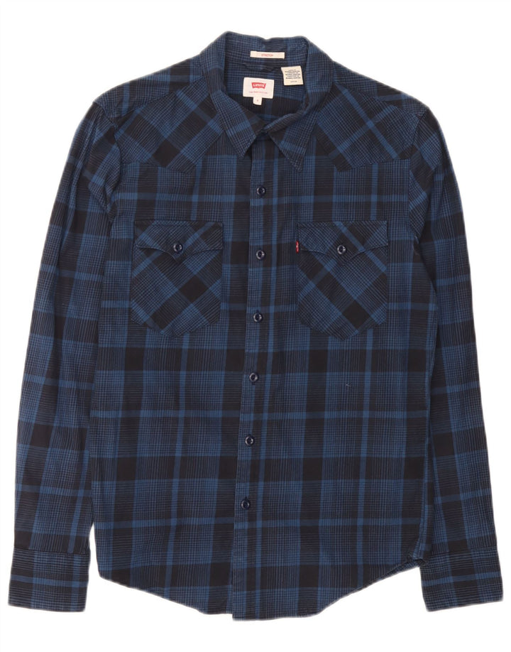 Levi's Mens Shirt Small Navy Blue Check Cotton