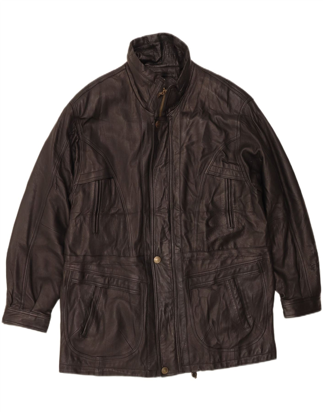 Vintage Mens Leather Jacket IT 52 XL Black Leather