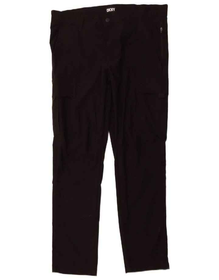 Dkny Mens Slim Fit Cargo Trousers W34 L32 Black Nylon