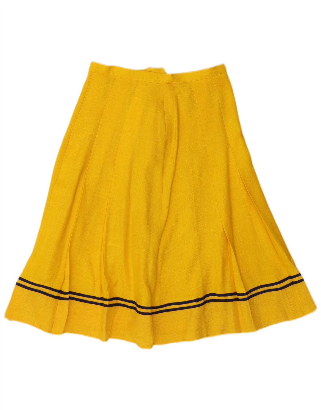 VINTAGE Womens Pleated A-Line Skirt IT 42 Medium W28 Yellow Striped