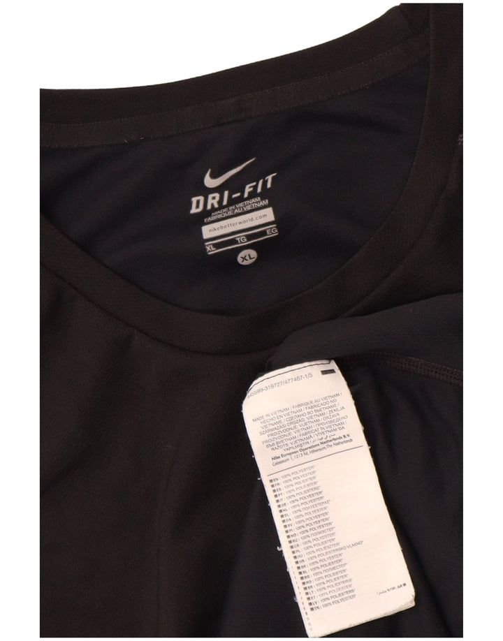 Nike Mens Dri Fit T-Shirt Top XL Black Polyester
