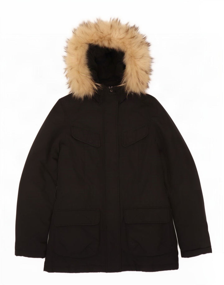 Woolrich Womens Hooded Padded Jacket UK 10 Small Black