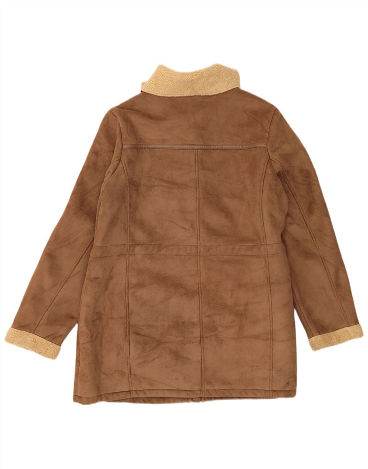 Marks & Spencer Womens Sherpa Jacket UK 16 Large Brown Polyester