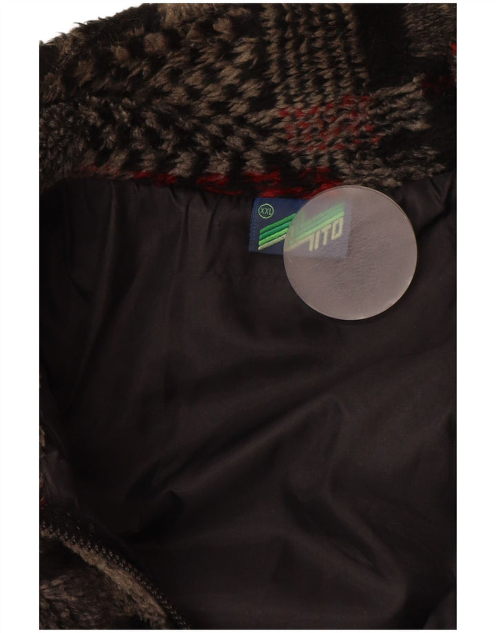 VINTAGE Mens Fleece Jacket UK 44 2XL Grey Patchwork