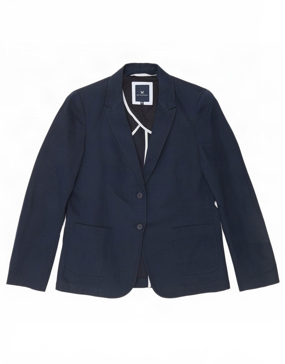 Crew Clothing Womens 2 Button Blazer Jacket UK 10 Small Navy Blue Linen