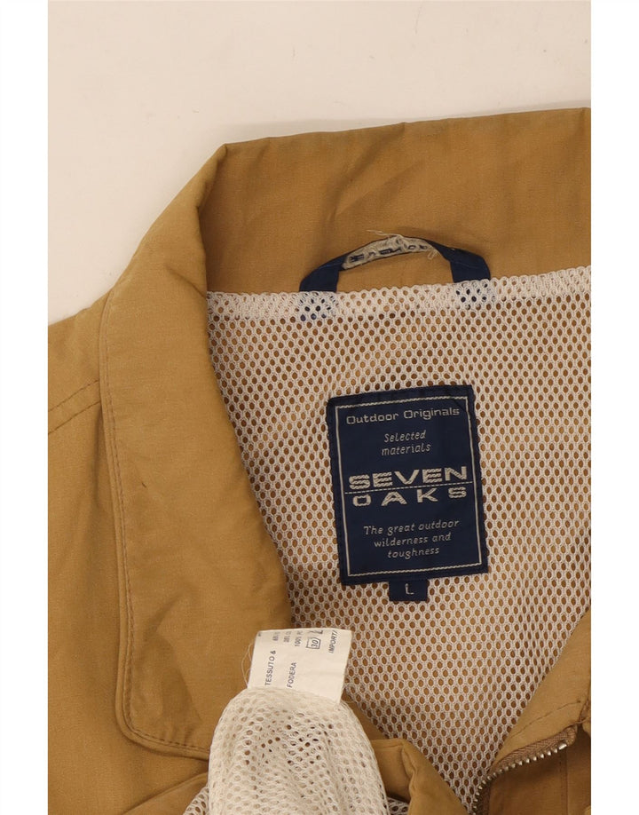 SEVEN 7 Mens Utility Gilet UK 40 Large Beige Cotton