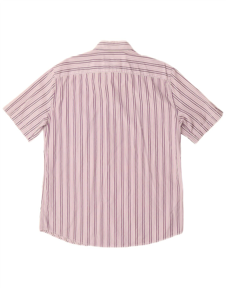 Trussardi Mens Short Sleeve Shirt Size 42 Large Purple Striped