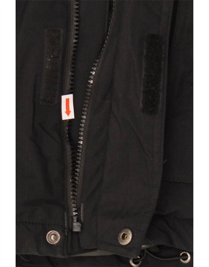 EDDIE BAUER Mens Hooded Windbreaker Jacket UK 38 Medium Black Nylon