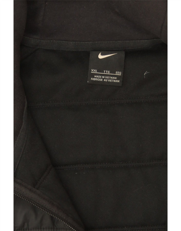 Nike Mens Hooded Padded Jacket UK 44 2XL Black Polyester
