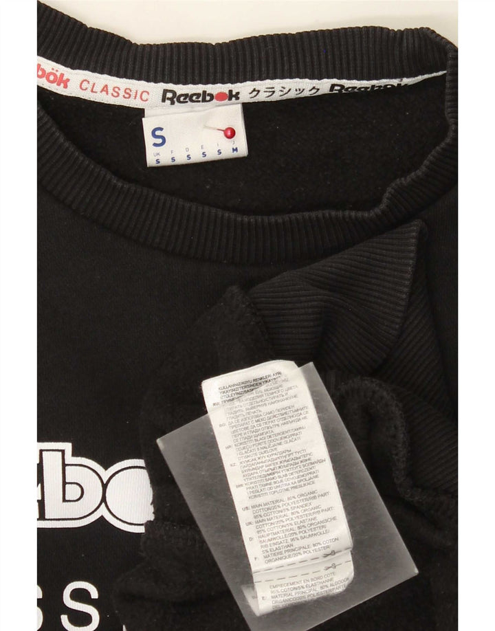 Reebok Mens Graphic Sweatshirt Jumper Small Black Cotton