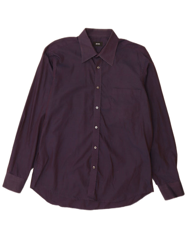 Hugo Boss Mens Shirt Size 41 16 Large Purple Cotton
