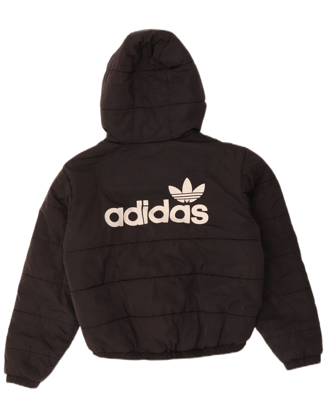 Adidas Womens Oversized Graphic Hooded Padded Jacket UK 10 Small Black
