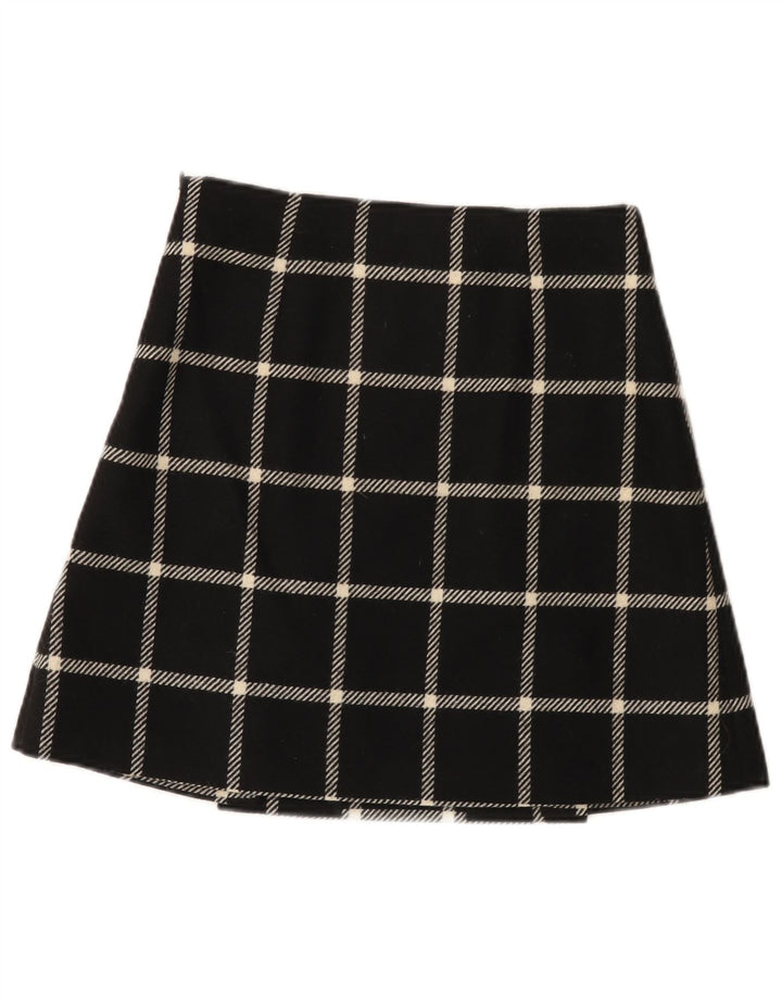 HOBBS Womens Mini Skirt UK 8 Small W26  Black Check Wool
