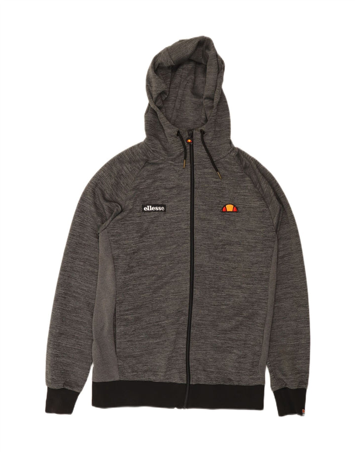 ELLESSE Mens Zip Hoodie Sweater Small Grey Pinstripe Polyester