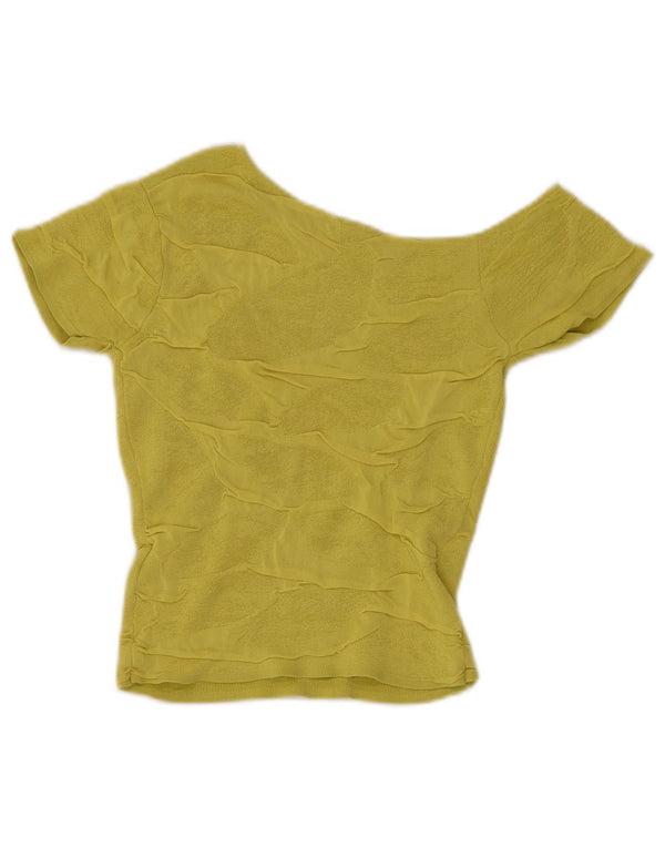 Zara Womens Crop Knit One Shoulder Top UK 8 Small Green Viscose