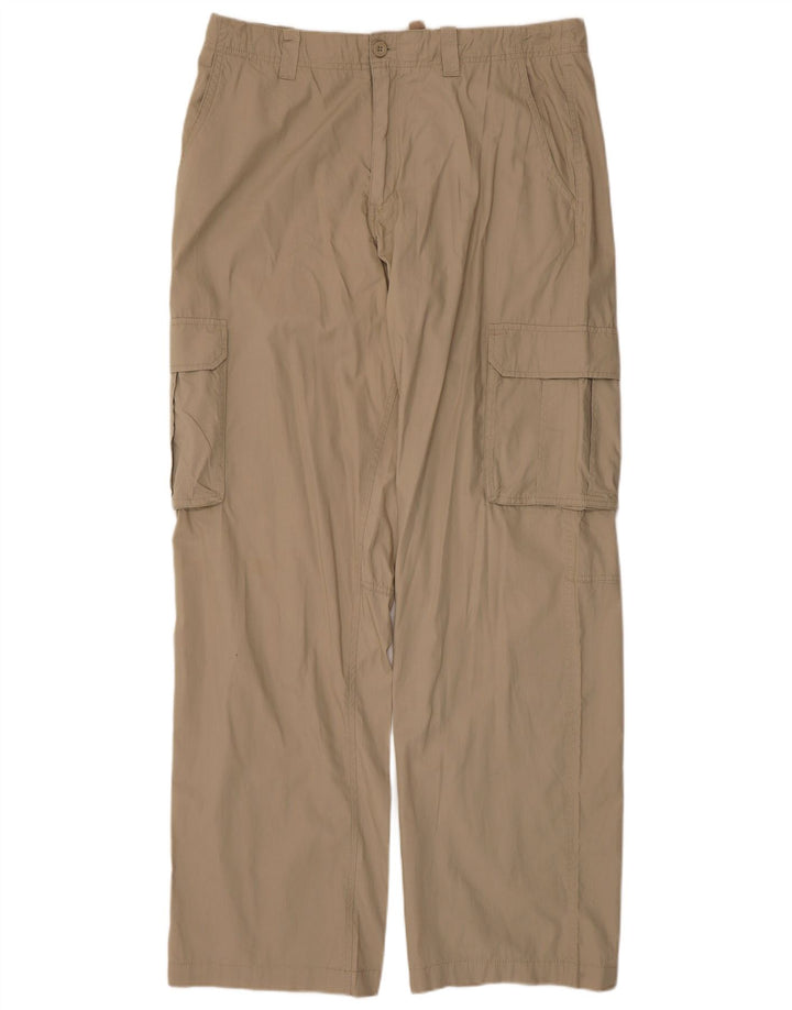 Cherokee Mens Straight Cargo Trousers W36 L34 Beige Cotton