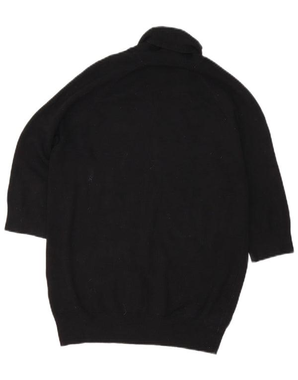 Zara Womens 3/4 Sleeve Roll Neck Jumper Sweater UK 12 Medium Black Viscose