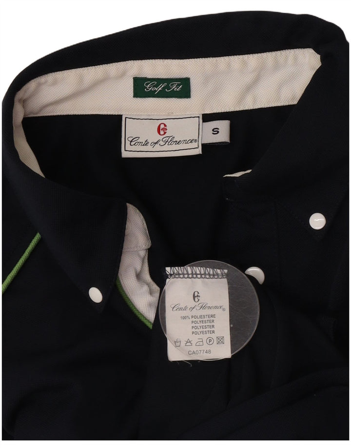 Conte of Florence Mens Polo Shirt Small Navy Blue Polyester