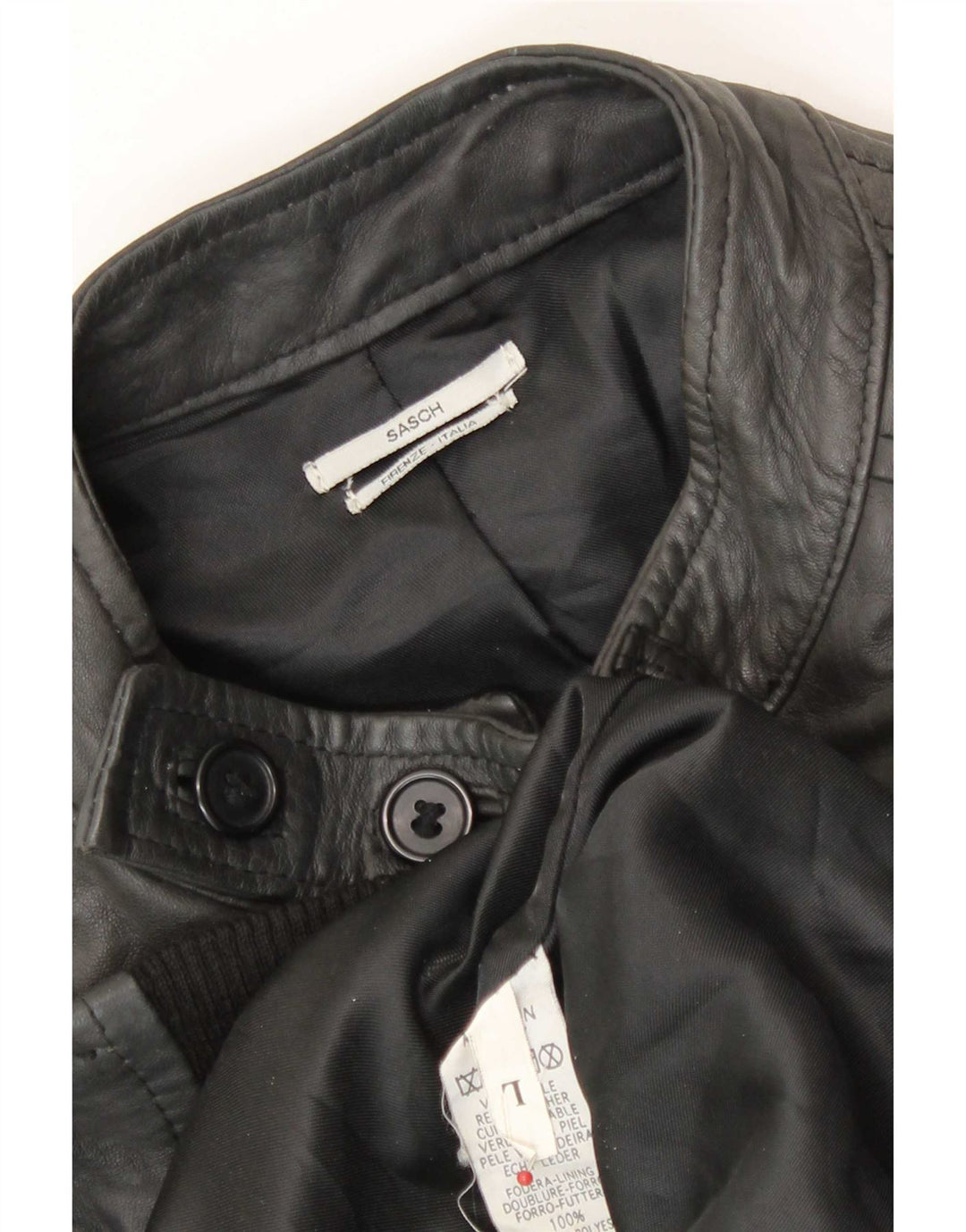 Sasch Mens Military Leather Jacket UK 40 Large Black