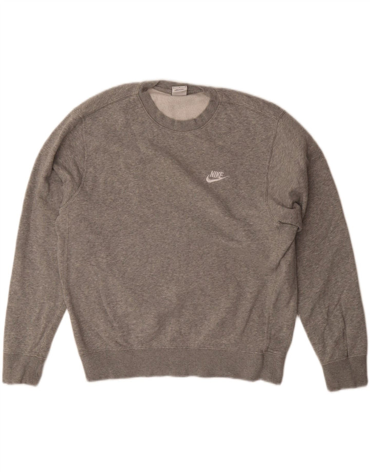 Nike Womens Oversized Sweatshirt Jumper UK 14 Medium Grey Flecked Cotton