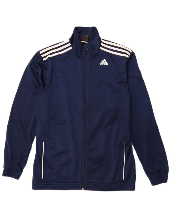 ADIDAS Mens Tracksuit Top Jacket UK 44/46 Large Navy Blue Polyester