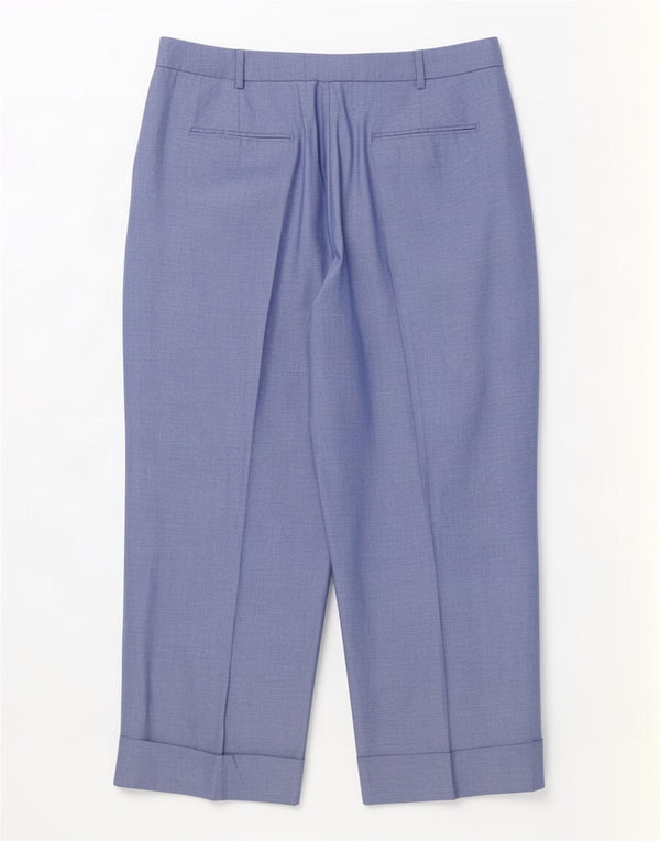 Marks & Spencer Womens Wide Leg Suit Trousers UK 18 XL W38 L27 Blue Linen
