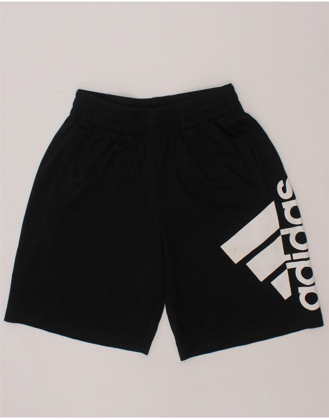 ADIDAS Boys Graphic Sport Shorts 7-8 Years Small Black Polyester Vintage Adidas and Second-Hand Adidas from Messina Hembry 