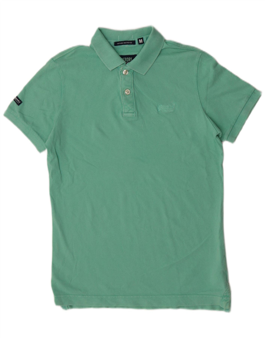 Superdry Mens Polo Shirt Medium Green Cotton Classic