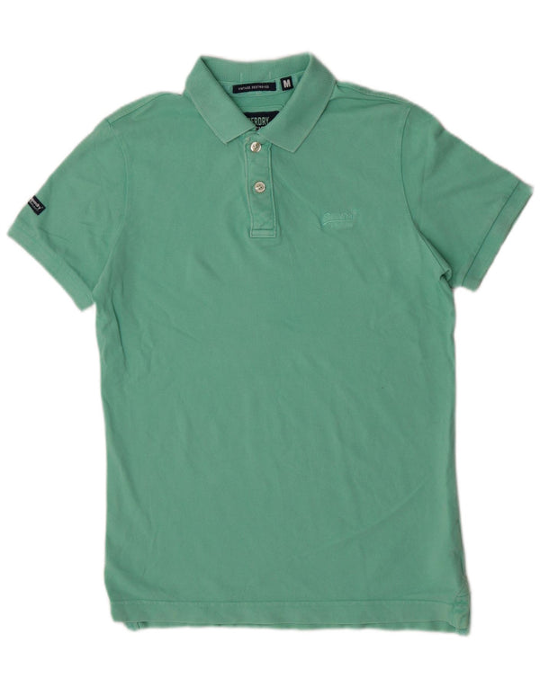 Superdry Mens Polo Shirt Medium Green Cotton Classic