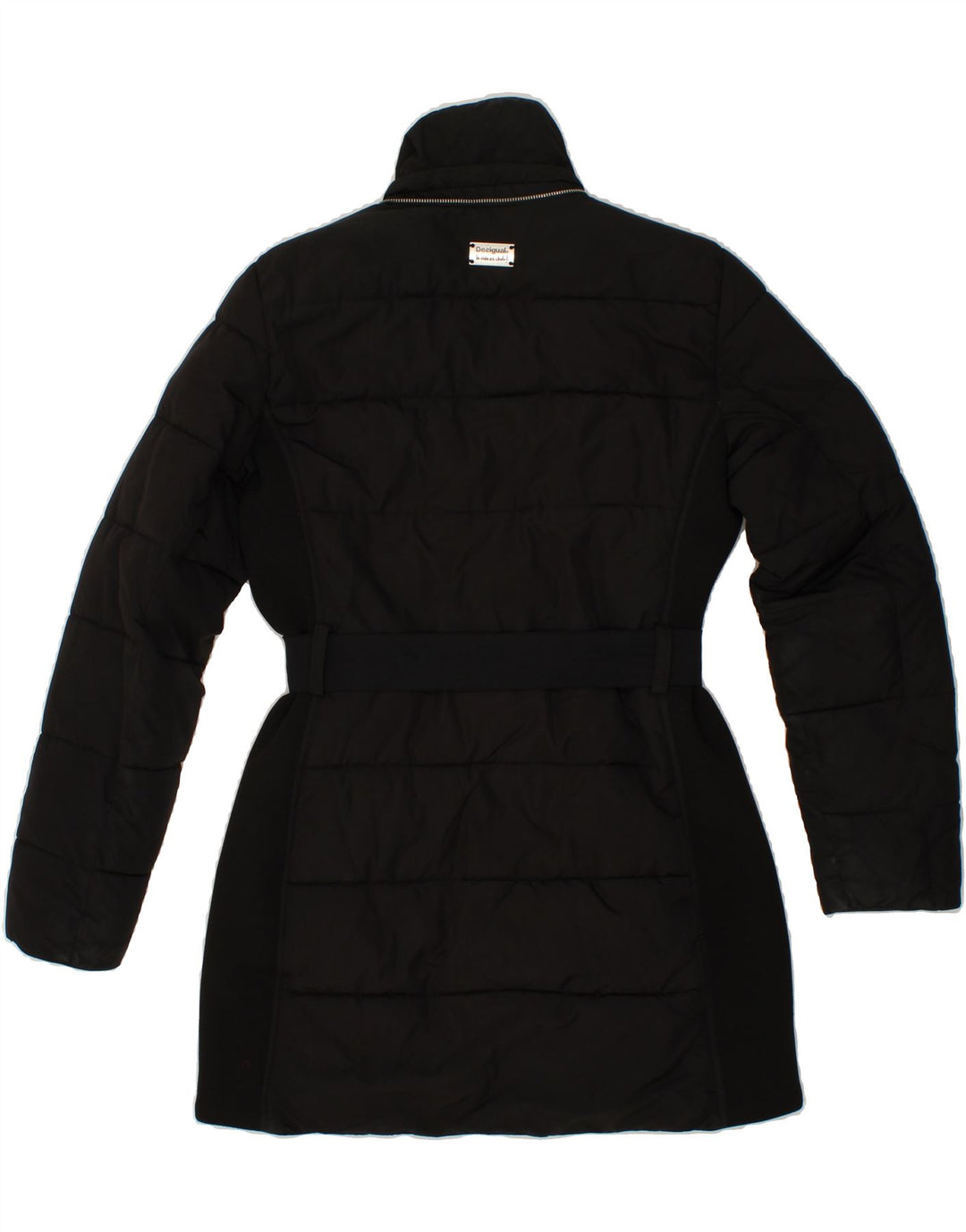 DESIGUAL Womens Padded Coat EU 38 Medium Black Floral Polyester Vintage Desigual and Second-Hand Desigual from Messina Hembry 