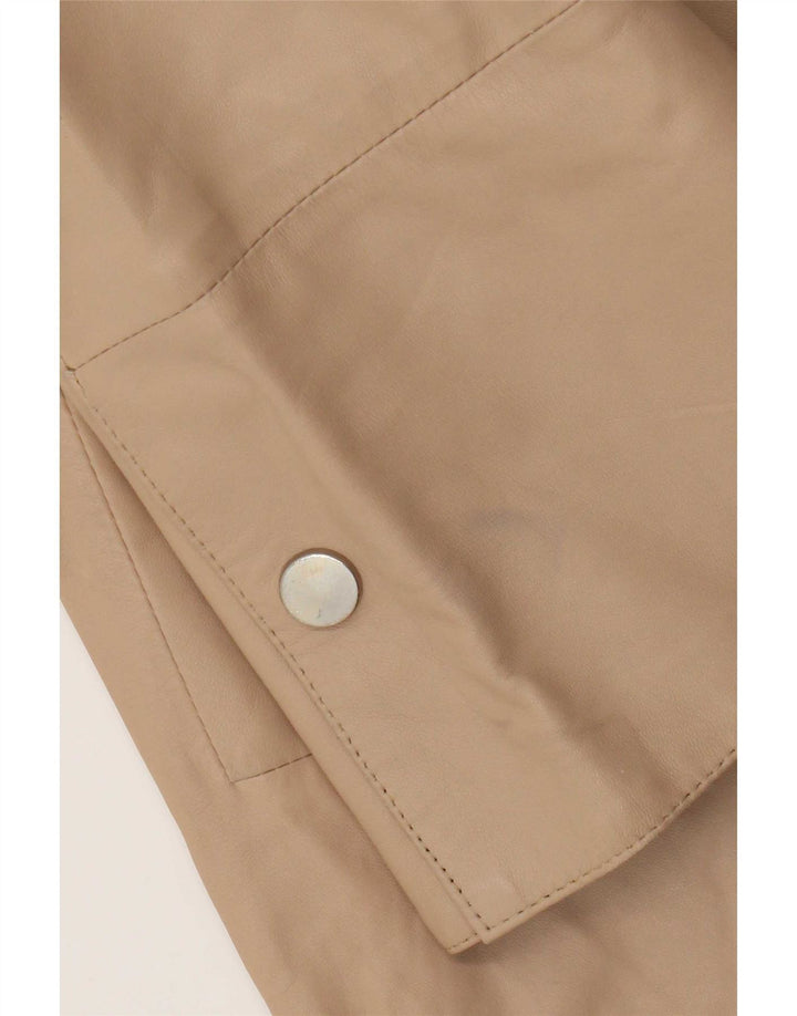 Immagini Womens Leather Coat IT 44 Medium Beige