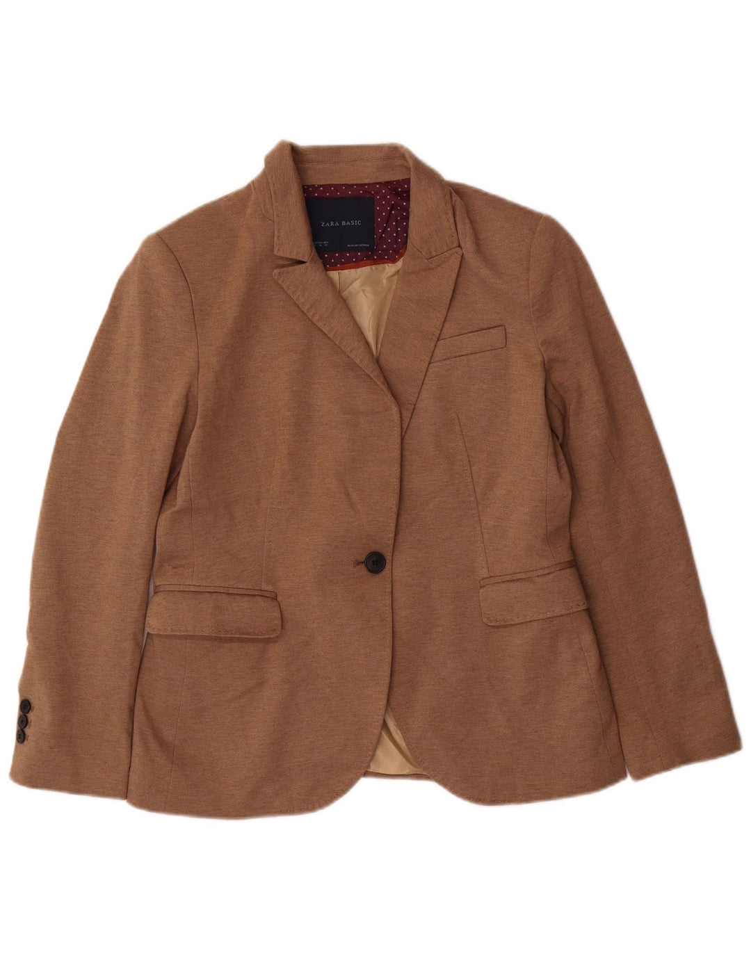 Zara Womens 1 Button Blazer Jacket UK 18 XL Beige