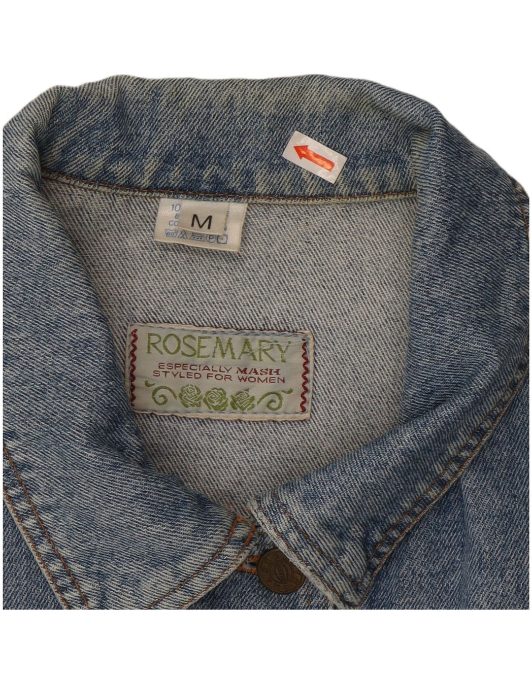 ROSEMARY Womens Crop Denim Jacket UK 14 Medium Blue Cotton