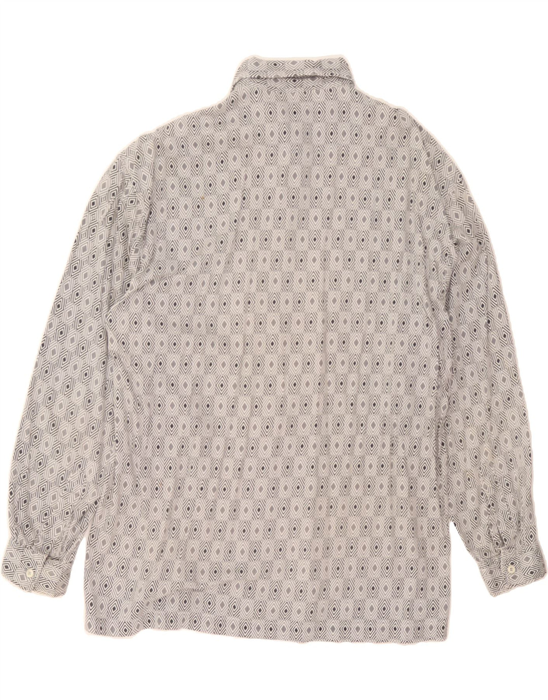 VINTAGE Mens Shirt Large White Argyle/Diamond Cotton Vintage Vintage and Second-Hand Vintage from Messina Hembry 